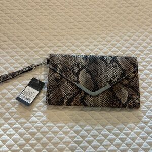 NWT! Mossimo Snake Print Clutch with strap and interior mirror